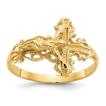 10K Diamond-cut Crucifix Ring