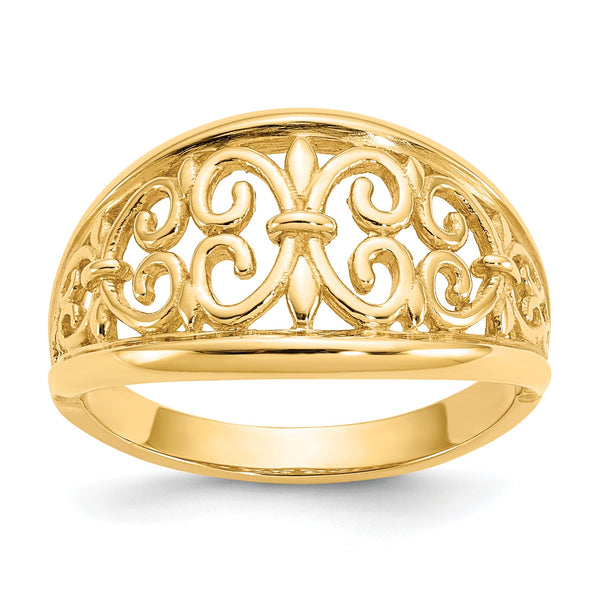 10K Fleur-De-Lis Tapered Ring