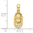10K 3-D March/Synthetic Stone Engraveable Baby Shoe Charm