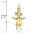 10k Solid Polished Girl with Pig-Tails Charm