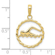 10k Swimming Inside Frame Pendant