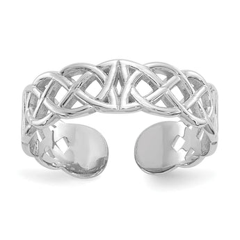 10K White Gold Polished With Design Toe Ring