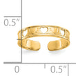 10k Polished With Hearts Toe Ring