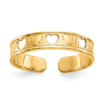 10k Polished With Hearts Toe Ring