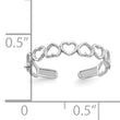 10k White Gold Polished Cut Out Hearts Toe Ring