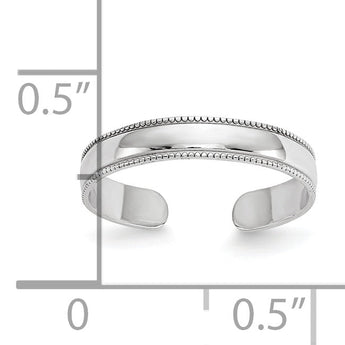 10k White Gold Mill Grain Adjustable Toe Ring