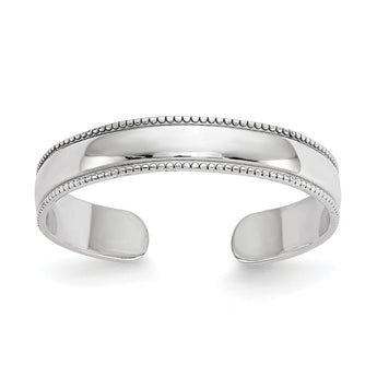 10k White Gold Mill Grain Adjustable Toe Ring