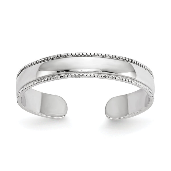 10k White Gold Mill Grain Adjustable Toe Ring