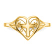 10k Polished Heart With Cross Ring