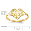 10k Polished Heart With Cross Ring
