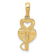 10K Polished Heart Key and Heart Lock Charm