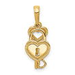 10K Polished Heart Key and Heart Lock Charm