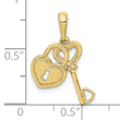 10K Polished Heart Key and Heart Lock Charm