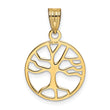 10K Gold Polished Small Tree of Life in Round Pendant