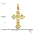 10K Gold Polished Cross W/Lace Center and Arrow Tips Pendant