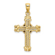 10K Gold Polished Textured Cross Pendant