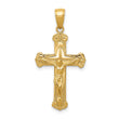 10K Gold Polished Textured Crucifix Pendant