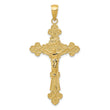 10K Polished Textured INRI Crucifix Fleur de Lis Pendant