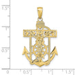 10K Polished Textured Mariners Crucifix Pendant