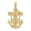 10K Polished Textured Mariners Crucifix Pendant