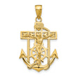 10K Gold Polished & Textured Mini Mariners Crucifix Pendant