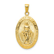 10K Gold Satin and Polished Finish Miraculous Medal Pendant