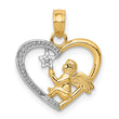 10K w/Rhodium Angel in Heart w/ Star Pendant