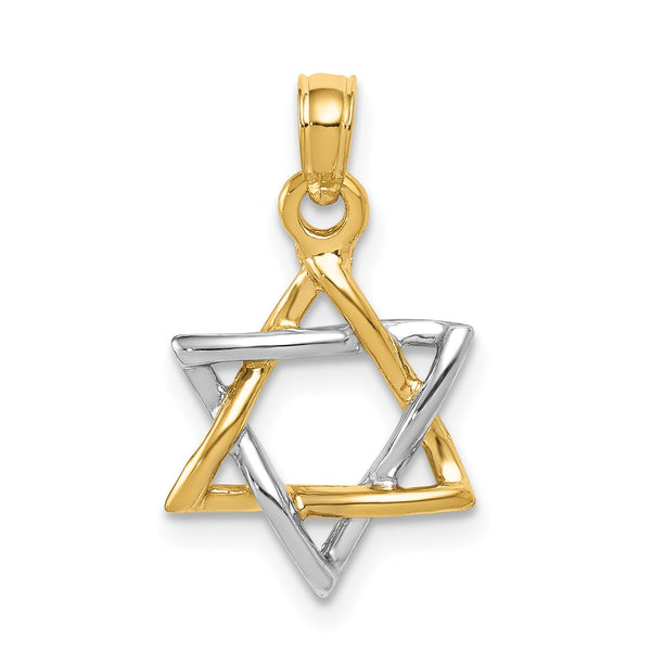 10K Two-tone Polished Star of David Pendant