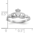10k White Gold Polished & Satin Claddagh Ring