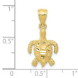 10k Polished and Textured Diamond-cut Sea Turtle Pendant