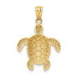 10k Diamond-cut Polished Sea Turtle Pendant