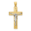 10k Two-tone Diamond-cut Latin Crucifix Pendant