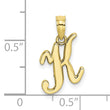 10K Polished K Script Initial Charm