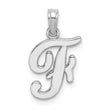 10K White Gold Polished F Script Initial Charm