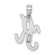 10K White Gold Polished K Script Initial Charm