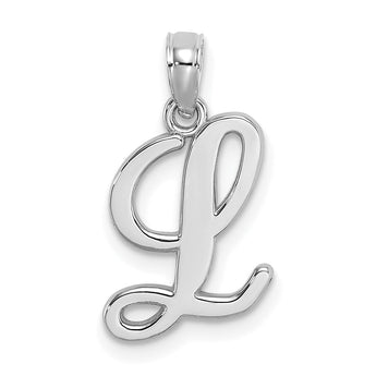 10K White Gold Polished L Script Initial Charm
