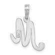 10K White Gold Polished M Script Initial Charm