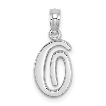 10K White Gold Polished O Script Initial Charm