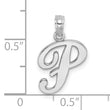 10K White Gold Polished P Script Initial Charm
