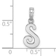10K White Gold Polished S Script Initial Charm