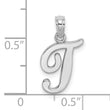 10K White Gold Polished T Script Initial Charm