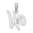 10K White Gold Polished W Script Initial Charm