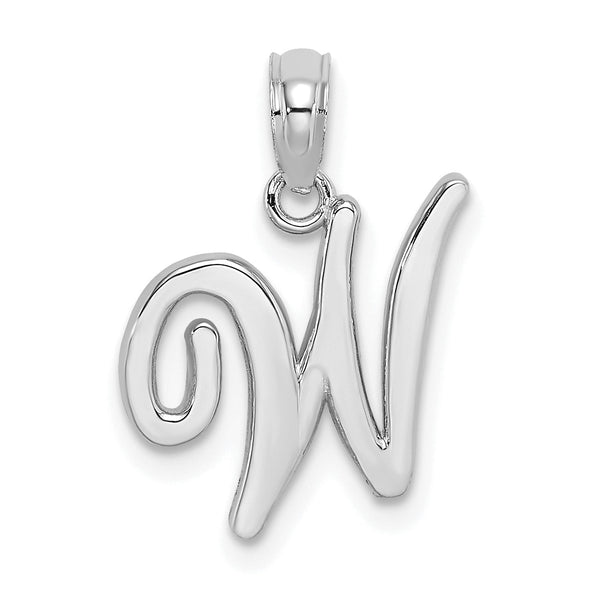 10K White Gold Polished W Script Initial Charm