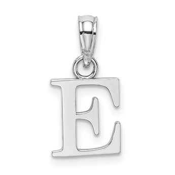 10K White Gold Polished E Block Initial Charm