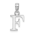 10K White Gold Polished F Block Initial Charm