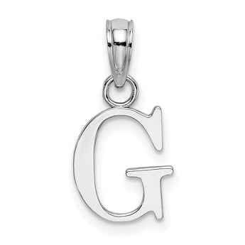 10K White Gold Polished G Block Initial Charm