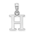 10K White Gold Polished H Block Initial Charm