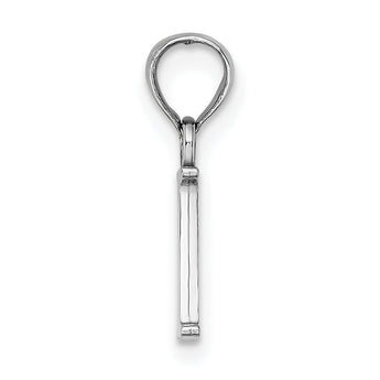 10K White Gold Polished I Block Initial Charm