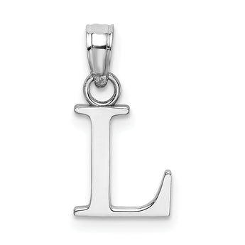 10K White Gold Polished L Block Initial Charm