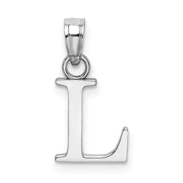 10K White Gold Polished L Block Initial Charm